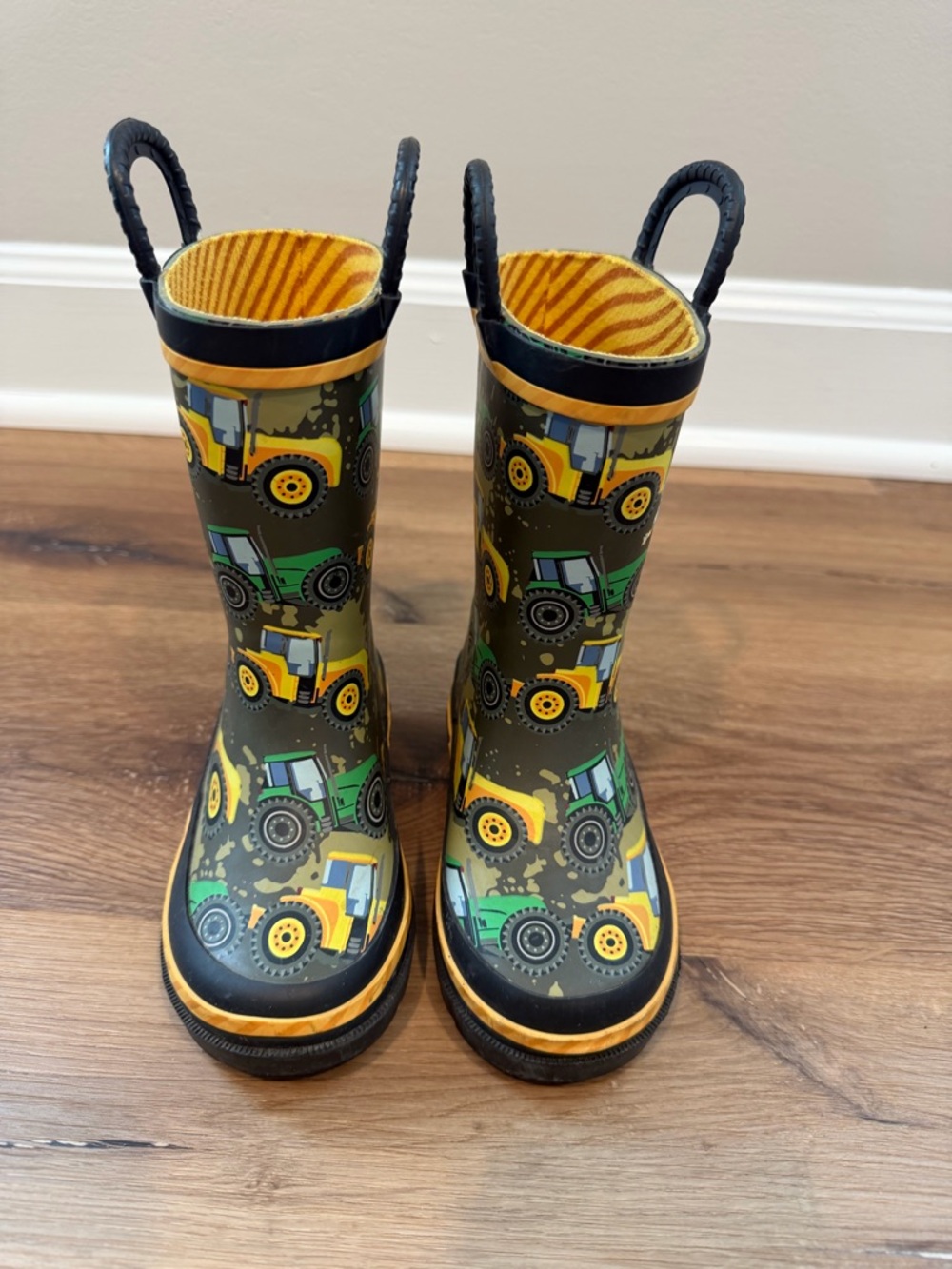 Western Chief Yellow and Green Tractor Rain Boots, Toddler 8
